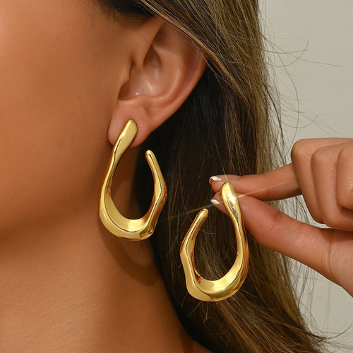C shaped twisted hoop earrings